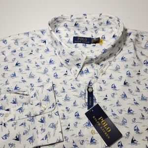 Polo Ralph‎ Lauren Mens 3XB Nautical Sail Boat Long Sleeve Button Down Shirt